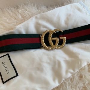 Gucci Web Accent Wide Waist Belt